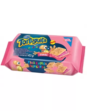 BISCOITO TORTUGUITA RECH. 43G MORANGO