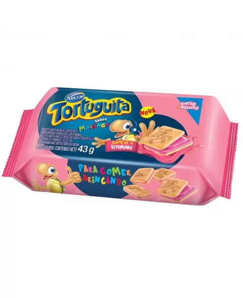 BISCOITO TORTUGUITA RECH. 43G MORANGO