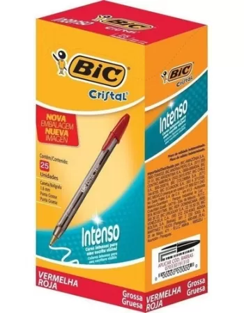 BIC CAN. CRISTAL INTENSO VERMELH DS 25UN