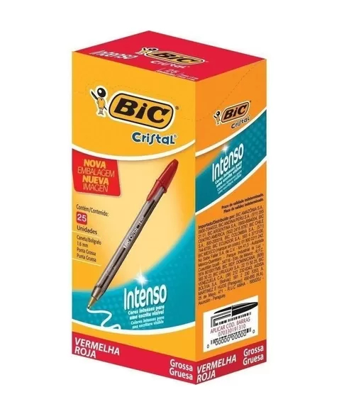 BIC CAN. CRISTAL INTENSO VERMELH DS 25UN