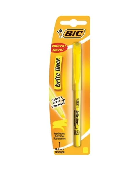 BIC MARCADOR TEXTO BRITE LINER AMAR. C/1