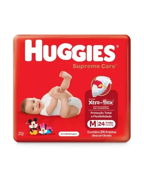 FRALDA HUGGIES SUPREME CARE JUMBO M 24UN