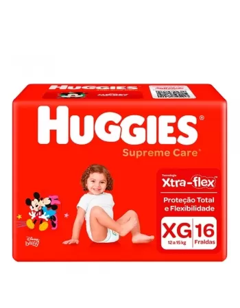 FRALDA HUGGIES SUPREME CARE JUMBO XG 16UN