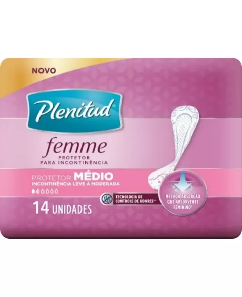 PROT DIÁRIO SEM ABAS PLENITUD FEMME MÉDIO PACOTE 14 UNIDADES