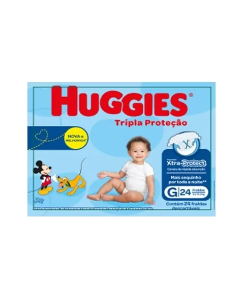 FRALDA HUGGIES TRIPLA PROT JUMBO G 24UN