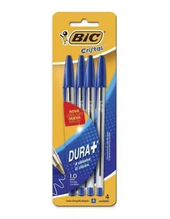 BIC CAN. CRISTAL DURA+ AZUL 4UN