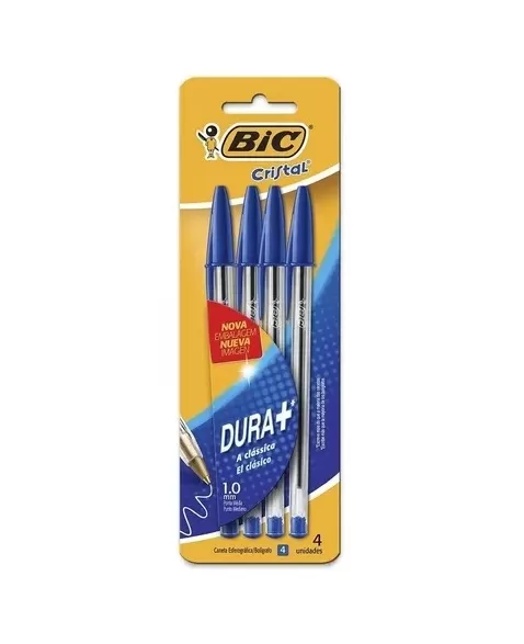 BIC CAN. CRISTAL DURA+ AZUL 4UN