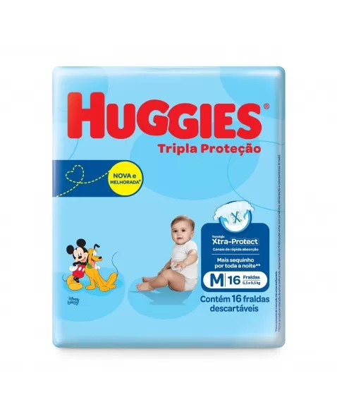 FRALDA HUGGIES TRIPLA PROT JUMBINHO M 16UN