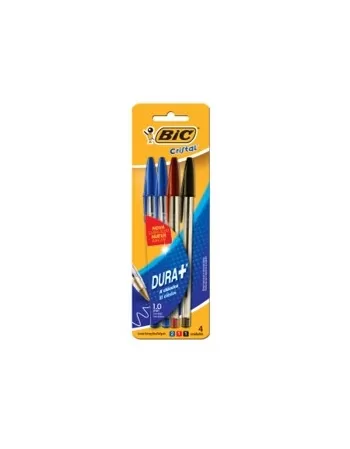 BIC CAN. CRISTAL DURA+ AZ/VER/PT/VRD 4UN