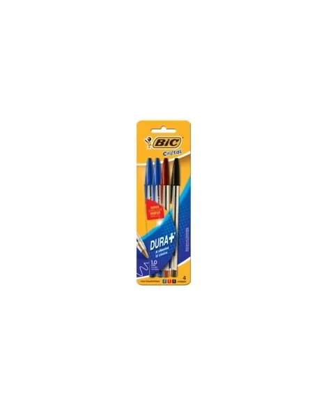 BIC CAN. CRISTAL DURA+ AZ/VER/PT/VRD 4UN